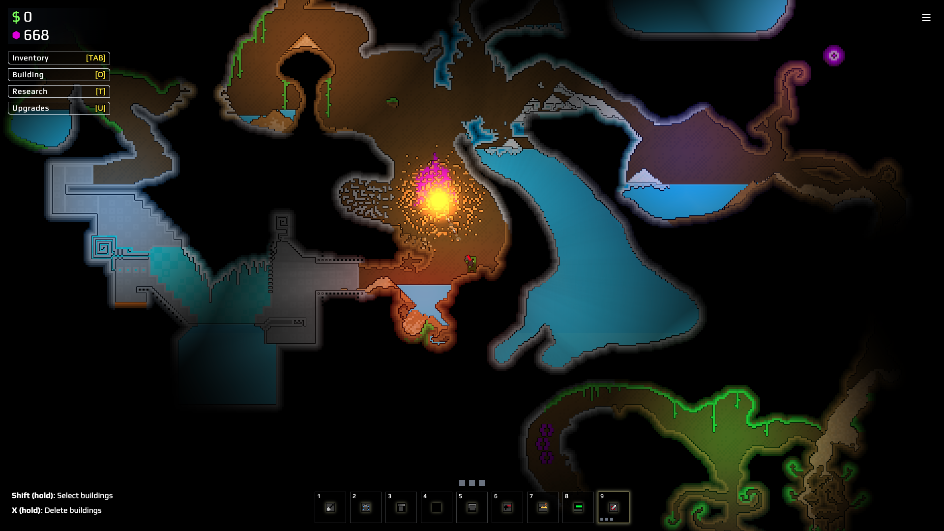 Deep under the demo map — lava pockets, ruins, and late-demo caverns.